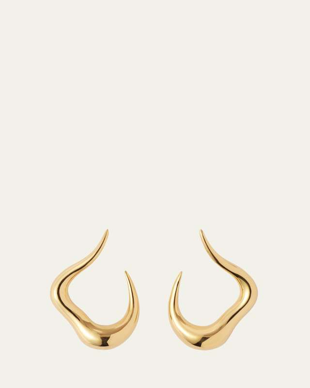 18K Yellow Gold Bold Stream Open Earrings